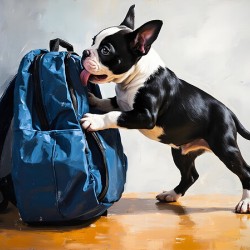 Boston Terrier Puppy Eyes The Backpack Challenge