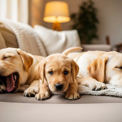 Golden Puppy Finds Spot On Crowded Couch