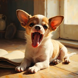 Sleepy Chihuahua Puppy Dreams Over Open Book