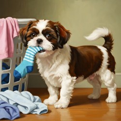 Playful Shih Tzu Puppy Escapes With Stolen Sock
