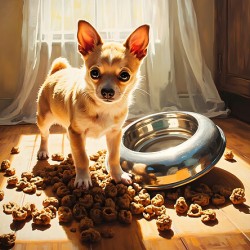 Guilty Chihuahua Puppy After Food Mess