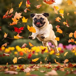 Pug Puppy Rests After Wind Play