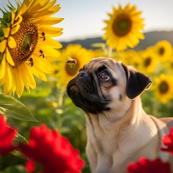 Pug Puppy Discovers Garden Bees
