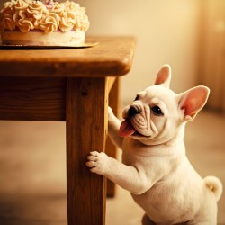 French Bulldog Puppy Discovers Birthday Cake
