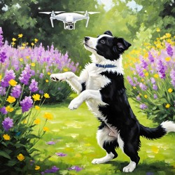 Border Collie Puppy Spots Something In The Sky