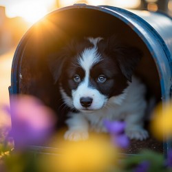 Border Collie Puppy Discovers Perfect Hiding Spot
