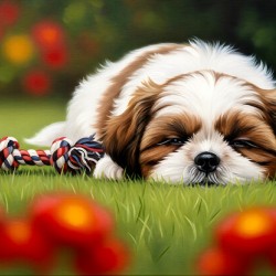 Shih Tzu Puppy Sound Asleep After Playtime