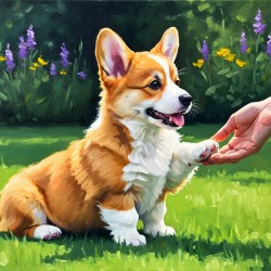 Pembroke Welsh Corgi Puppy Discovers New Hand Game