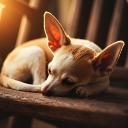 Chihuahua Puppy Dreams Peacefully On Rocking Chair