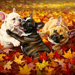French Bulldog Puppy Rests After Autumn Play