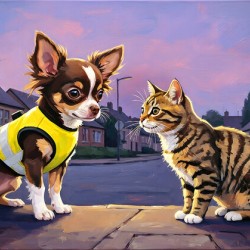 Tired Chihuahua Puppy Rests Under Evening Stars