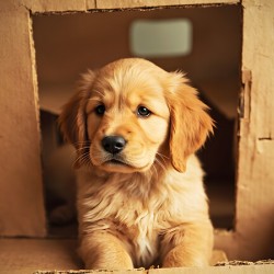 Golden Retriever Puppy Discovers Perfect Hiding Spot