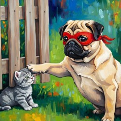 Pug Puppy Superhero Rests After Heroic Day