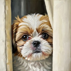Shih Tzu Puppys Perfect Hiding Spot Behind Curtain