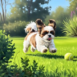Shih Tzu Puppy Spots The Perfect Tennis Ball
