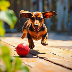 Dachshund Puppys Morning Garden Bounce