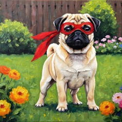 Pug Puppy Discovers His Superhero Mask