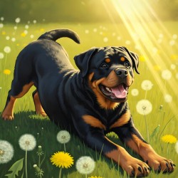 Rottweiler Puppy Finds Perfect Sunny Spot