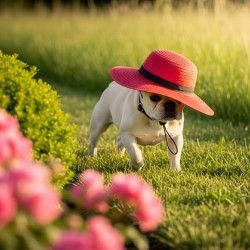 French Bulldog Puppy Discovers A Big Red Hat