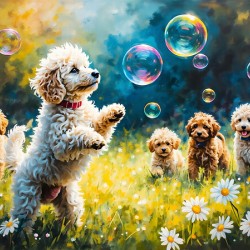 Poodle Puppy Discovers Magical Floating Bubbles