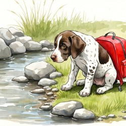 Adventurous German Shorthaired Pointer Puppy Rests After Day Of Exploring