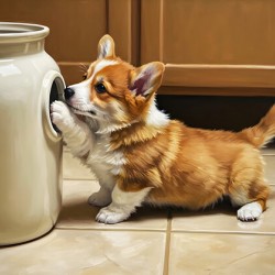 Corgi Puppy Gets Stuck In Cookie Jar