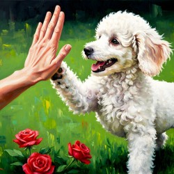 Triumphant Poodle Puppy Celebrates Success