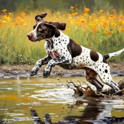 Happy Muddy German Shorthaired Pointer Puppy After Puddle Adventure