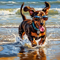 Dachshund Puppys Beach Adventure Begins With Cool Sunglasses