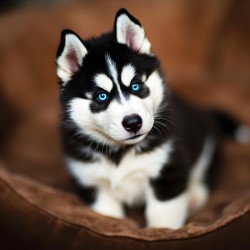 Content Siberian Husky Puppy Relaxes In Comfortable Bed