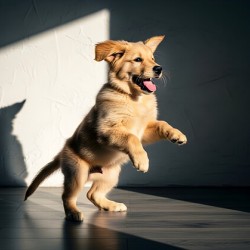 Golden Retriever Puppy Discovers Dancing Wall Shadows