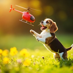 Beagle Puppy Discovers Flying Toy
