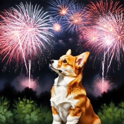 Happy Corgi Puppy Wags Tail After Fireworks End
