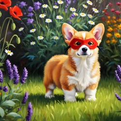 Corgi Puppy Discovers Superhero Mask In Bedroom