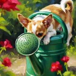 Wet Chihuahua Puppy After Watering Can Adventure