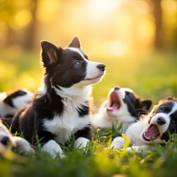 Sleepy Border Collie Puppy Finally Rests With Pack