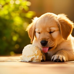 Golden Retriever Puppy Discovers Ice Cream Treat