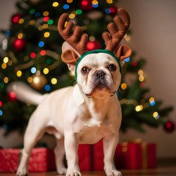 Tired Puppy Rests After Christmas Fun