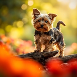 Yorkshire Terrier Puppy Naps After Stick Adventure