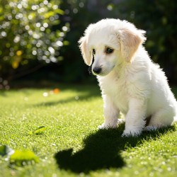 Poodle Puppy Discovers Shadow Play On Sunny Day