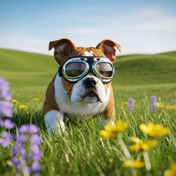Bulldog Puppy Ready For Takeoff Adventure