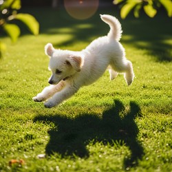 Exhausted Poodle Puppy Rests After Shadow Chase Game