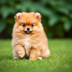Pomeranian Puppy Sees Extended Hand