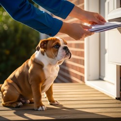 Bulldog Puppy Waves Goodbye To Mail Carrier