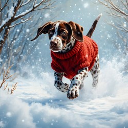 Sleepy Puppy Rests After Snow Adventure In Sweater