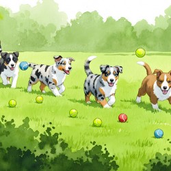 Australian Shepherd Puppy Spots Tennis Ball