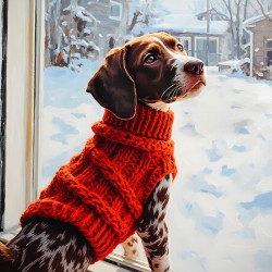 German Shorthaired Pointer Puppy Gets Winter Sweater