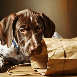German Shorthaired Pointer Puppy Discovers Shopping Bag