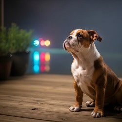 Bulldog Puppy Watches First Fireworks Display