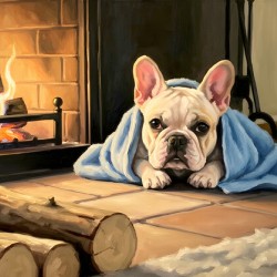 French Bulldog Puppy Happy And Warm After Beach Adventure